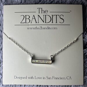NWOT The 2 Bandits Athens Silver Iridescent Bar Pendant Necklace
